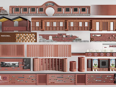 Creative Red Brick Feature Wall Designs With Intricate Patterns And Textured Finishes 3d model
