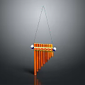 Hanging Wooden Xylophone With Orange Bars Decorative Balls And Colorful Patterns