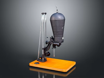 Vintage Medical Device With Metal Stand Wooden Base And Black Enclosure 3d model