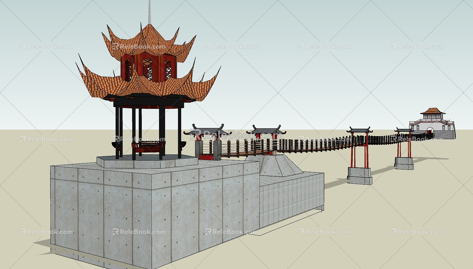 Chinese-style pavilion 3d model