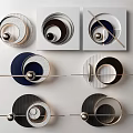 Modern Spiral Metal Geometric Wall Decor with Circular and Square Elements 3d model
