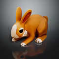 Orange Rabbit Toy Figure With White Face Paws And Decorative Collar In Crouching Position