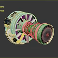 Advanced Aircraft Engine with Turbine Blades and Metallic Structure Design 3d model