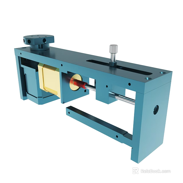 Industrial Mechanical Device With Blue Metal Frame And Yellow Component Structure 3d model 