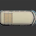 Classic Blue And White Volkswagen Van With Roof Rack And Retro Design