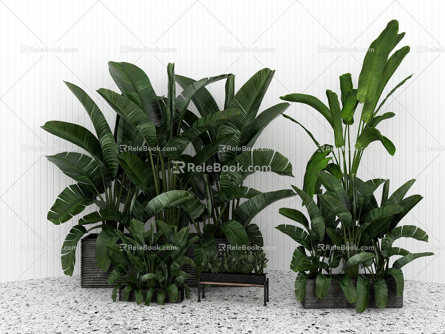 Green plant potted combination model