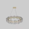 Modern Circular Chandelier With Transparent Petal Glass Design And Gold Metal Frame