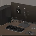 Modern Desktop Computer Setup With Monitor Keyboard Mouse And Tower 3d model
