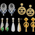 Fashionable Silver Gold Plated Earrings With Black Gemstone Crystal Green Stone Teardrop And Diamond