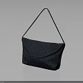 Navy Blue Woven Handbag With Minimalist Design Textured Pattern And Shoulder Strap