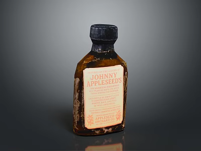 Vintage Johnny Appleseeds Food Product Bottle With Detailed Label And Contents 3d model