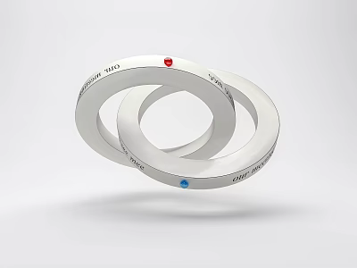 Elegant Silver Circular Jewelry Bracelets with Red and Blue Gemstones Double Layer Design 3d model