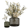 Modern floral ornaments bouquet in IKEA vase 3d model