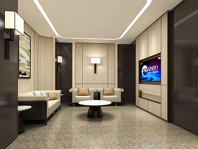 New Chinese Negotiation Room Small Conference Room Negotiation Room 3d model