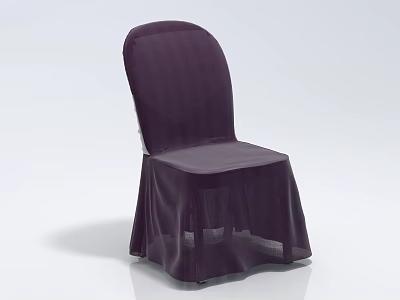 Elegant Purple Checkered Dining Chair With Skirted Chair Cover Design 3d model