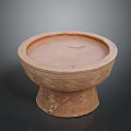 Ancient Style Handcrafted Ceramic Bowl With Patterned Surface And Decorative Base 3d model