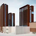 Modern Commercial Complex With High Rise Buildings Retail Spaces And Office Areas