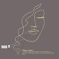 Warm Yellow Neon Lamp With Linear Face Shape And Minimalist Design For Wall Decor