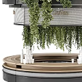 Coffee shop reception desk coffee shop coffee green plants flowers round reception desk consulting desk front desk tooling 3d model