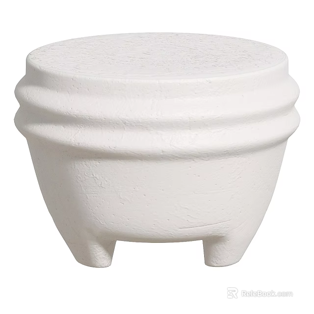 Minimalist White Round Coffee Table With Textured Surface And Sturdy Legs 3d model