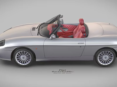Silver Convertible Sports Car With Red Leather Seats And Alloy Wheels 3d model