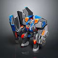Blue Gray Orange Mechanical Robot Creature Design With Armored Body And Futuristic Features