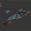 Detailed Model Aircraft Carrier With Airplane On Flight Deck 3d model