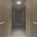 Stylish Elevator Interior Design With Wooden Wall Panels Metal Door And Marble Flooring