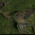 Aerial Planning of Building Complex in Green Forest With Winding Roads and Central Circular Layout