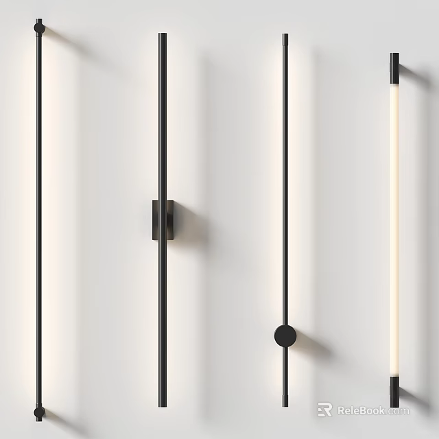 Elegant Minimalist Wall Light With Black Metal Frame And Warm Glow For Home Decoration 3d model 