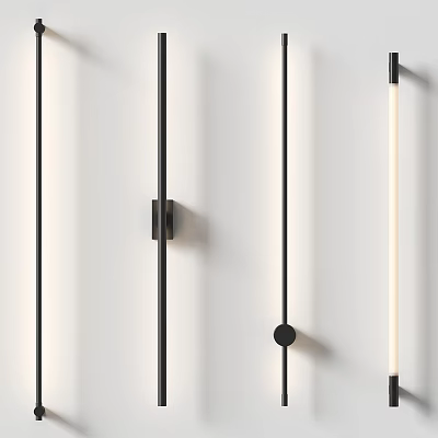 Elegant Minimalist Wall Light With Black Metal Frame And Warm Glow For Home Decoration 3d model