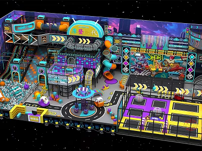 Modern Colorful Kids Playground With Slides Climbing Structures And Interactive Areas 3d model