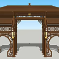 Traditional Chinese Archway With Wooden Structure Intricate Carvings And Decorative Lanterns