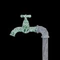 Classic Decorative Faucet with Green Patterned Design and Gray Metal Pipe