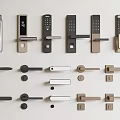 Modern Door Handles Showcasing Various Smart And Mechanical Design Styles 3d model