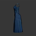 Artistic Blue Dress Sculpture With Elegant Carved Design And Flowing Form
