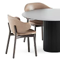 Modern Minimalist Dining Table Set With Round Top And Upholstered Chairs 3d model