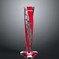 Modern Red And Silver Tall Vase With Geometric Patterns And Stable Base
