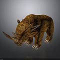 Brown Rhinoceros with Detailed Fur Texture 3D Model in Standing Pose