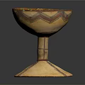 Decorative Ceramic Household Goblet With Hand Painted Geometric Patterns Wide Base And Colorful Rim