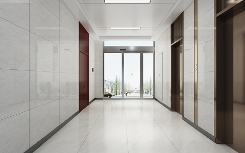 modern elevator hall 3d model