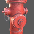 Three Red Vintage Fire Hydrants With Classic Design And Metal Chain Details