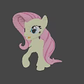 Pixel Style Green Pony Game Character With Pink Mane And Tail In Grassland Hills Sky