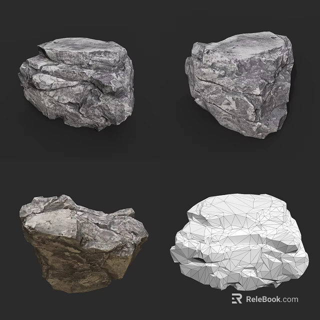 Natural Stone 3D Models Featuring Different Shapes And Gray White Textured Surfaces 3d model 