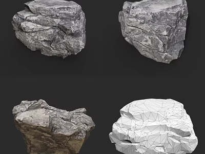 Natural Stone 3D Models Featuring Different Shapes And Gray White Textured Surfaces 3d model