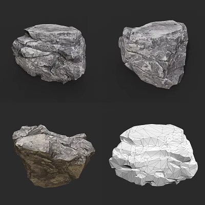 Natural Stone 3D Models Featuring Different Shapes And Gray White Textured Surfaces 3d model