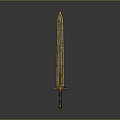 Ancient Golden Decorative Sword With Intricate Hilt And Engraved Blade Details