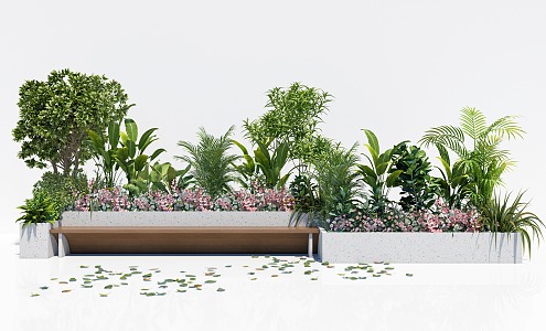 Modern flower bed flower box outside flower box plant potted plant combination flower bed flower box mobile planting pool flower wall 3d model