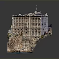 Luxurious Cliffside Building With Classical Design Multiple Windows Balconies And Blue Water View