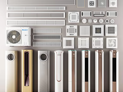 Various Modern Tower Air Conditioner Fan Models With Color Options And Stylish Design 3d model